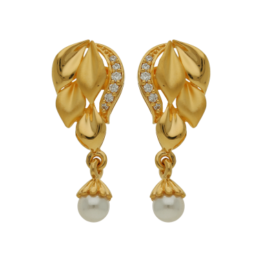 Tulip Floral Leaf Gold Earring Drops